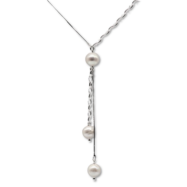 Colier din argint 925 si perle naturale, lungime 43 cm