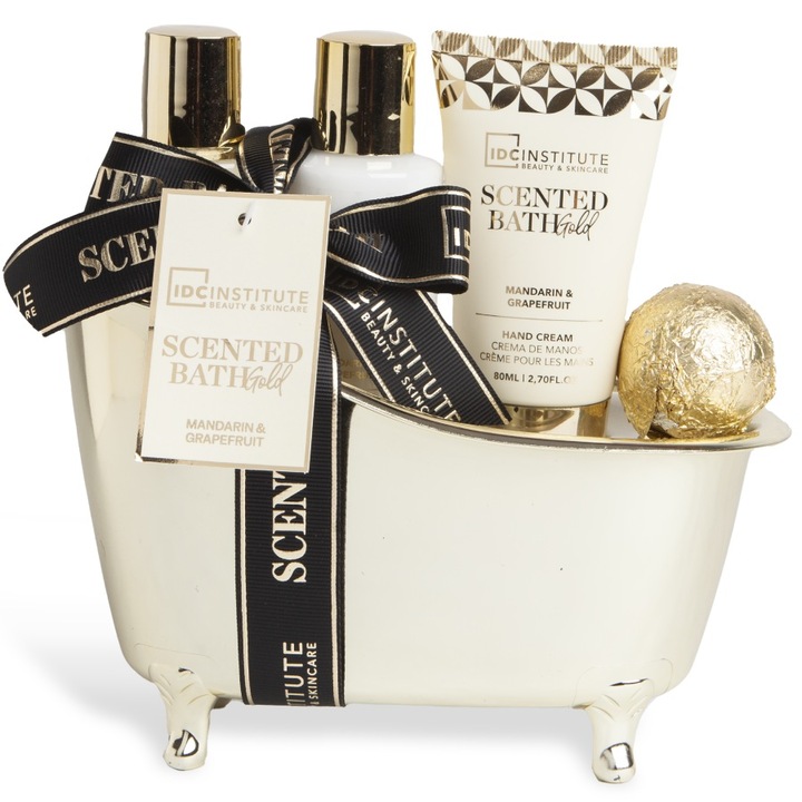 Set cosmetice, Cadita 4 piese IDC Institute Scented Bath Gold