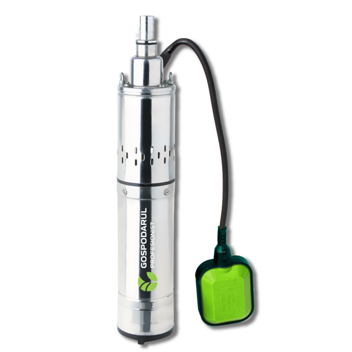 Pompa submersibila pentru apa curata cu snec si flotor Gospodarul Profesionist, diametru refulare 1”, 1100W, 33l/min, cablu 15m, inaltime maxima 105m, 4QGD-1100-F