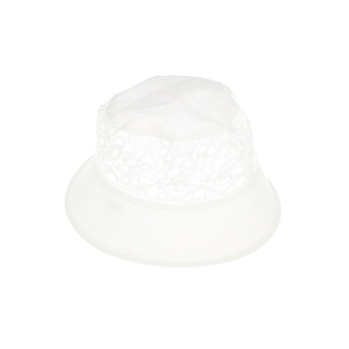 Слънчева шапка, дамска, малка периферия, Anoul, изработена от синтетичен материал, универсален размер, с бродерия, бяла - PAL1529