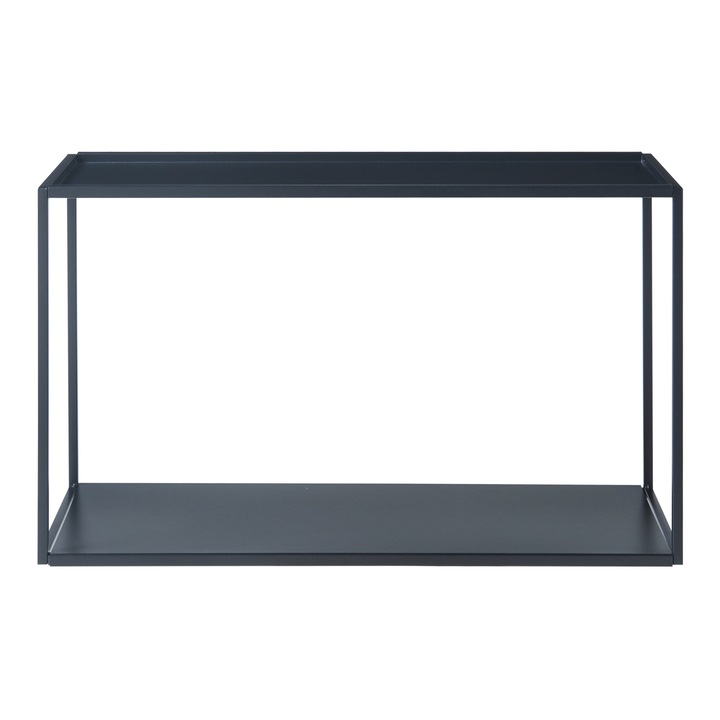 Raft, en.casa, PXSL-0312 Notodden - NEU, 60 x 25 x 35 cm, otel, negru, cu 2 polite depozitare, montabil pe perete