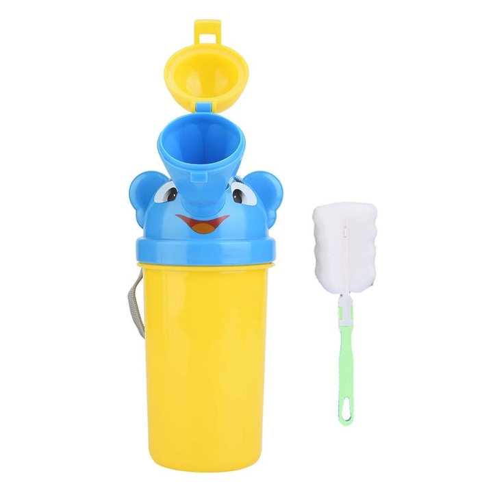 Olita portabila pentru calatorie baieti/fata, Darklove, 500ml, Cu capac silicon anti miros, Usor de Curata, Rezistent la scurgeri, Pentru calatorii cu masina in aer liber, camping, parc si plaja, PP/ABS, 18.5 x 8.5cm, Albastru