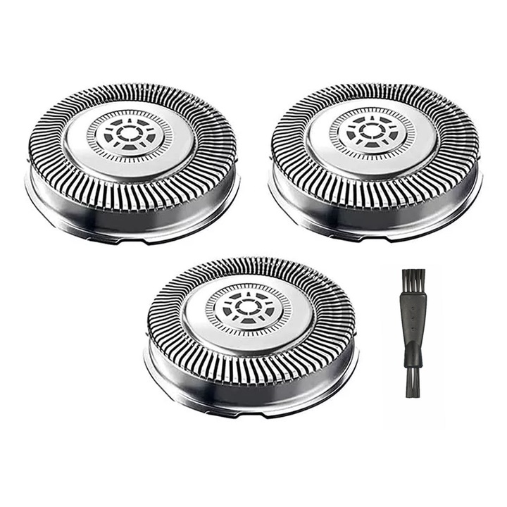 Комплект ножчета за самобръсначка, Darklove, Philips Series 7000, 3 бр., с четка с двойна глава, мокро и сухо, преносим, за многократна употреба, аксесоари за брада, лесен за инсталиране, ергономичен дизайн, сребрист, ABS/неръждаема стомана