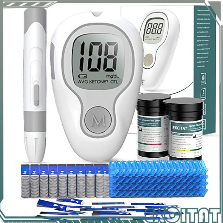 Glucometru portabil, Excitat®, pentru monitorizarea glicemiei, rapid, precis si convenabil, vine cu 100 de benzi de testare si 100 de ace de colectare a sangelui