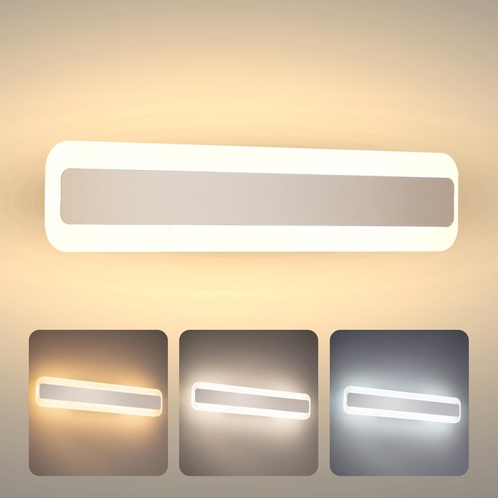 Aplica de baie, 14W, 40cm, 3 temperaturi de culoare, inox, 180x50x35mm