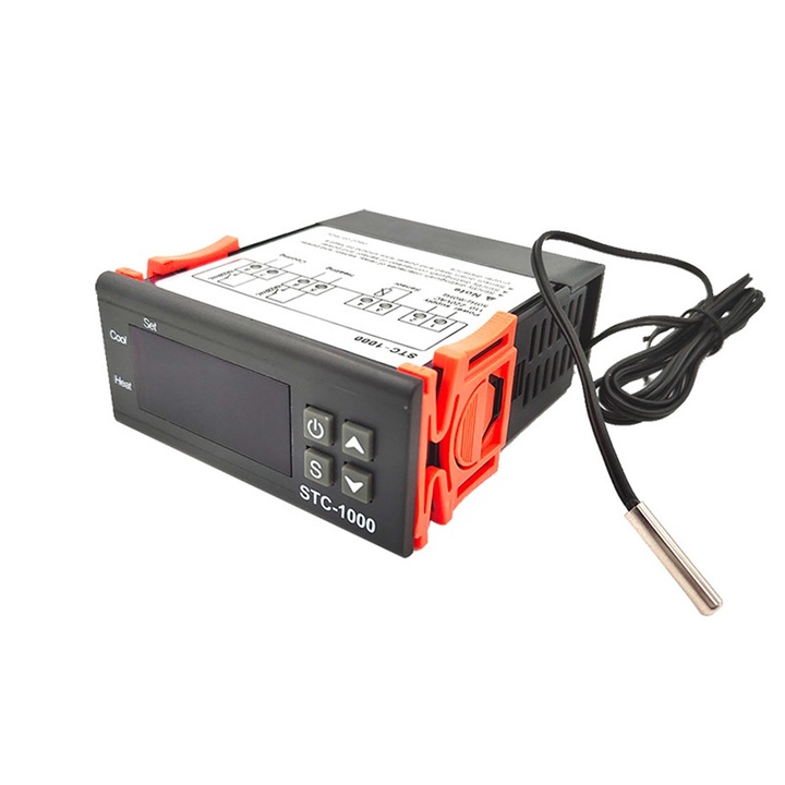 Digitális elektronikus termosztát, két relével 10 A, Redkid®, 220 Volt, 2 külső érzékelő