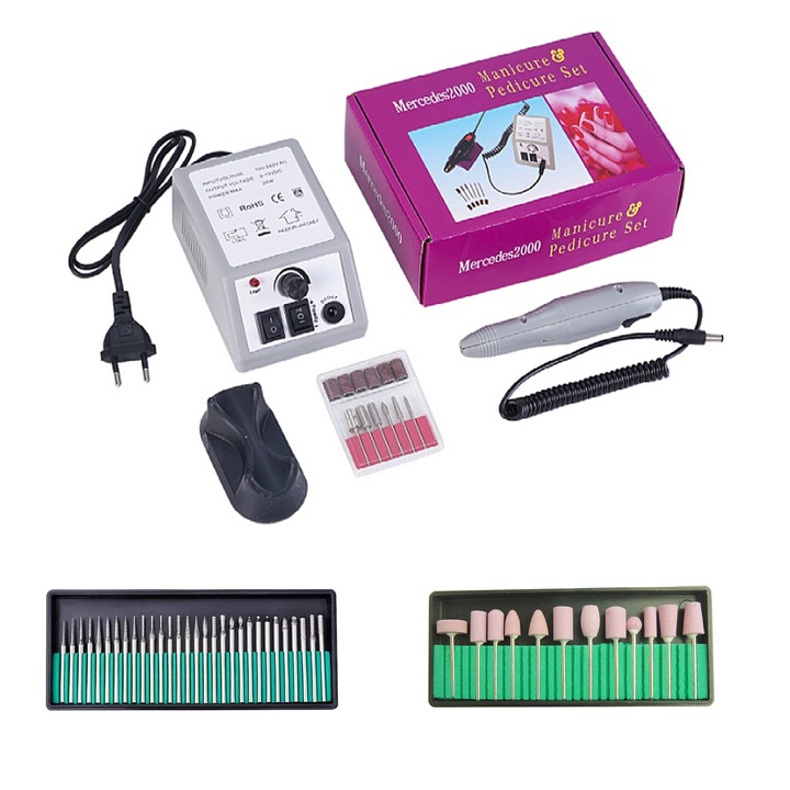 Професионална пила за нокти, Hggzeg, 20 000 RPM, Регулируема, Акумулаторна, 54 шлифовъчни ленти, Ергономичен дизайн, Маникюр, Педикюр, Преносима, ABS/PP, 13x8.5x5.9 cm, Сива