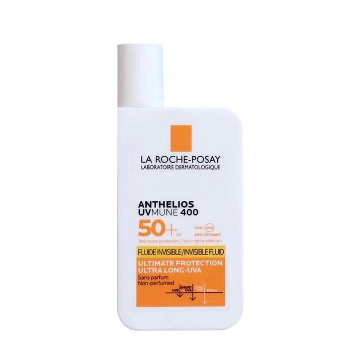 Невидим флуид със слънцезащита за лице La Roche Posay ANTHELIOS UV-MUNE400 SPF 50+, ANUTETOUNI®, с ултра флуидна текстура за чувствителна кожа, 50 ml