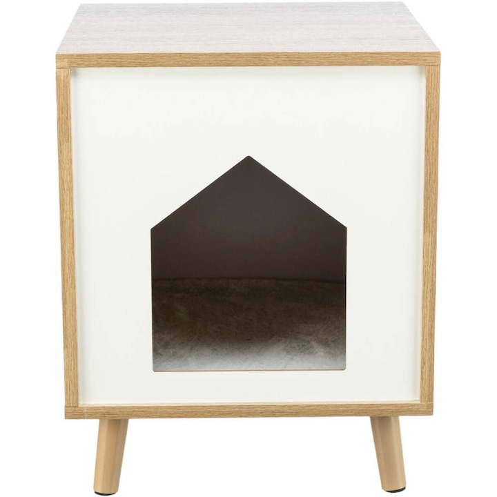 Culcus pentru caini Trixie Isa Soft, MDF, 40x50x40 cm, Pana la 25 kg, Maro Deschis/Alb, 36312