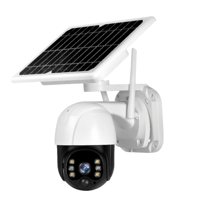 Camera de supraveghere PTZ cu panou solar, 4G Lite, Detectie umana, 2 moduri Talkback, Pan&Tilt, Full HD Night Vision, IP65, WiFi, Aplicatie Tuya, SD Card, Smart IR, Antena, Microfon