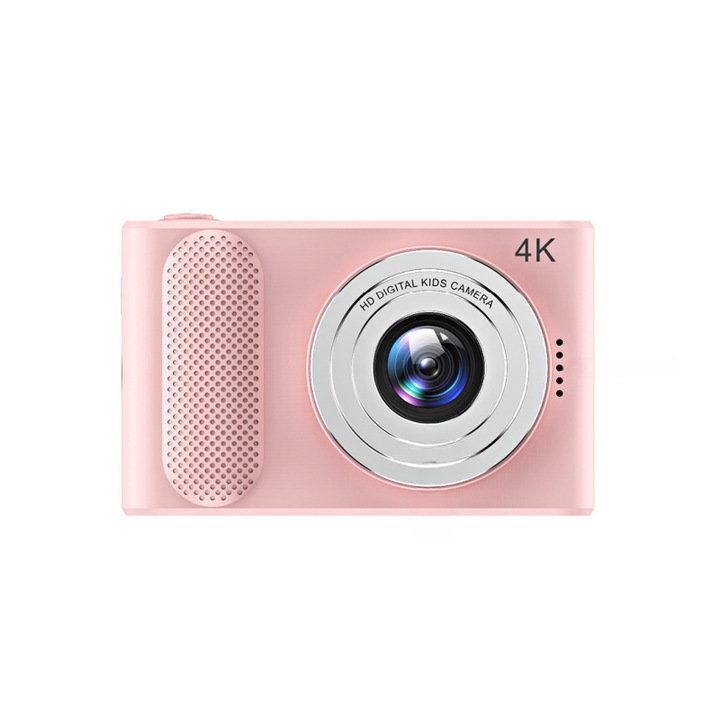 Shaoke, Digitális fényképezőgép, 48 millió pixel, 4k videó, 4x zoom, automatikus fókusz, 2,4 hüvelykes kijelző, kényelmes és kompakt, rózsaszín