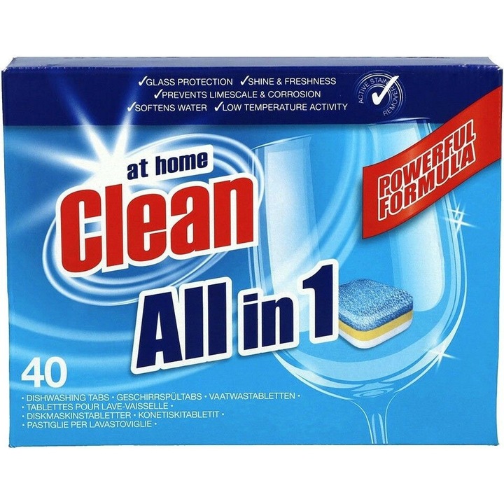 Detergent capsule pentru masina de spalat vase At Home All in 1, 40 spalari