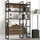 Biblioteca, UnicUtil®, Biblioteca Living Modern Zen, 120 x 39 x 180 cm, Mobila Living din PAL Melaminat Durabil, Rafturi Biblioteca cu Design Modern si Elegant, Organizare si Depozitare Carti, Documente si Obiecte Decorative, Maro