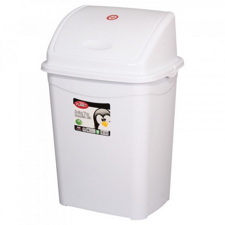 Cos de gunoi cu capac rabatabil, Uctem, plastic, 50 litri, alb UP121