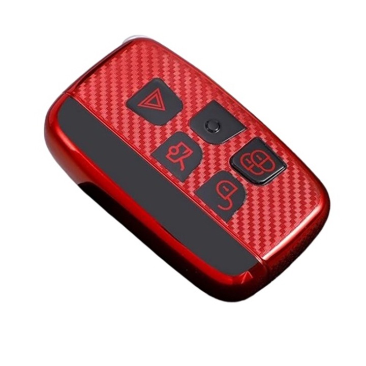 Husa pentru cheie rosu carbon Land Rover Range Rover Sport Evoque Freelander Jaguar XF XJ XJL XE C-X16