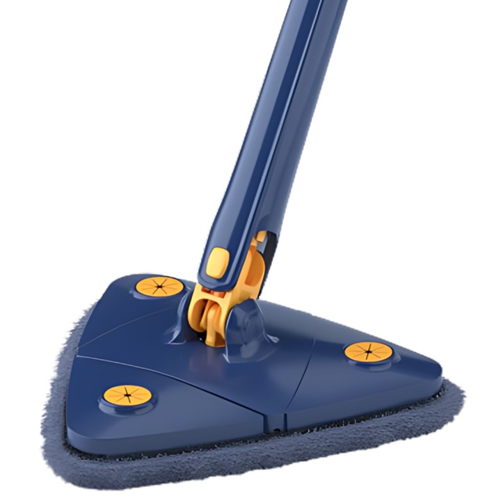 Mop Triunghiular Rotativ 360° SDEPOT®, cu mod de Stoarcere, Laveta Microfibra, Albastru