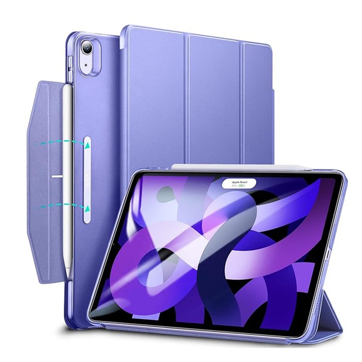 Husa compatibila cu iPad Air 4 2020/Air 5 2022/Air 6 2024, Future Safe, X60, Piele ecologica, Lavender
