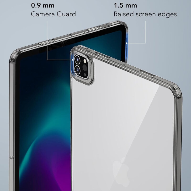 Husa de protectie pentru tableta compatibila cu Apple iPad Pro 11 2024, Classic Hybrid, margini negre, TPU, Negru-Transparent