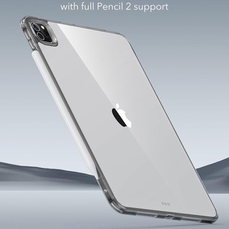 Husa de protectie pentru tableta compatibila cu Apple iPad Pro 11 2024, Classic Hybrid, margini negre, TPU, Negru-Transparent