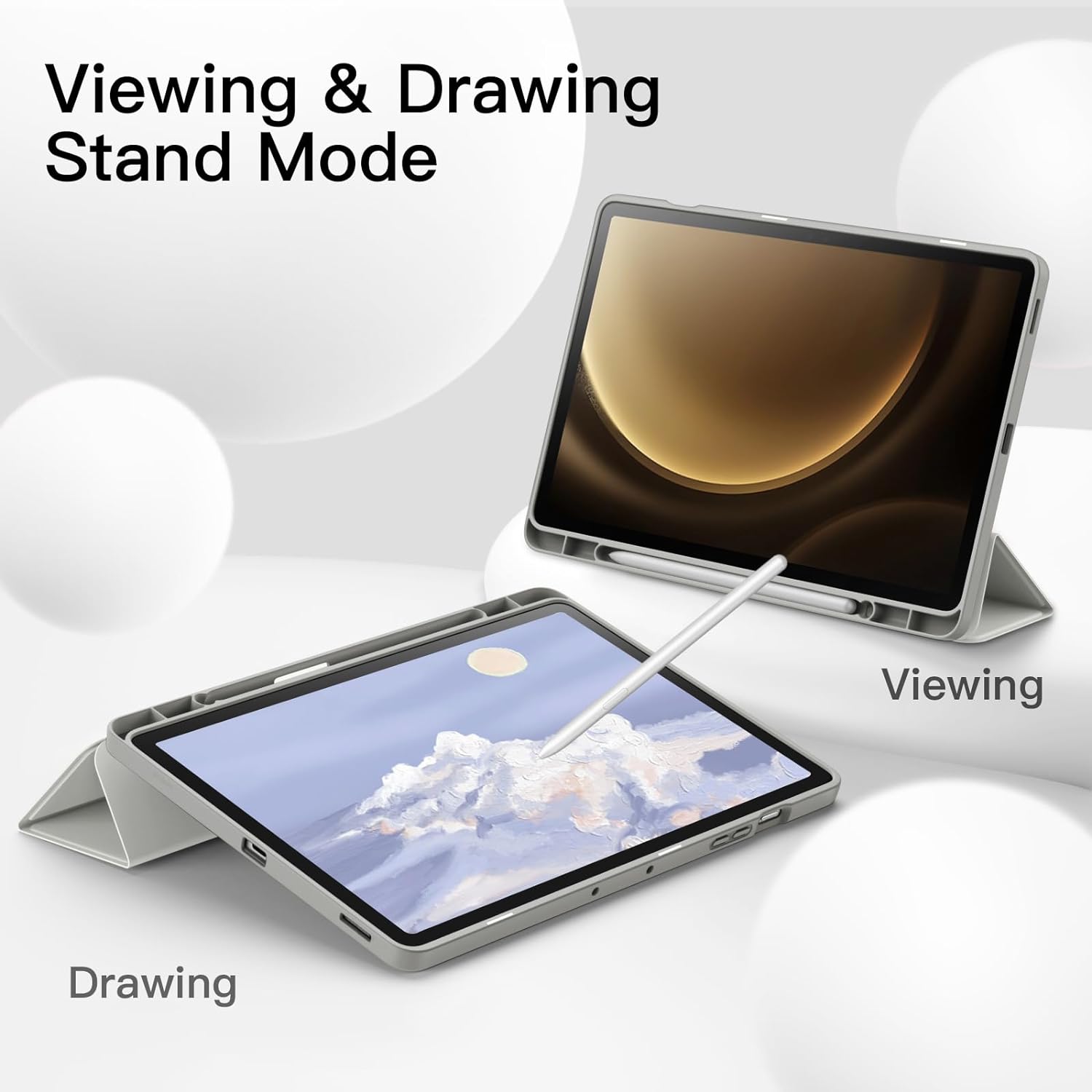 Husa pentru Samsung Galaxy Tab S9 Plus / S9 FE Plus Tab S10 Plus 12.4 inch Soft Shell UltraSlim tip stand functie sleep/wake-up si slot pentru S-Pen space grey