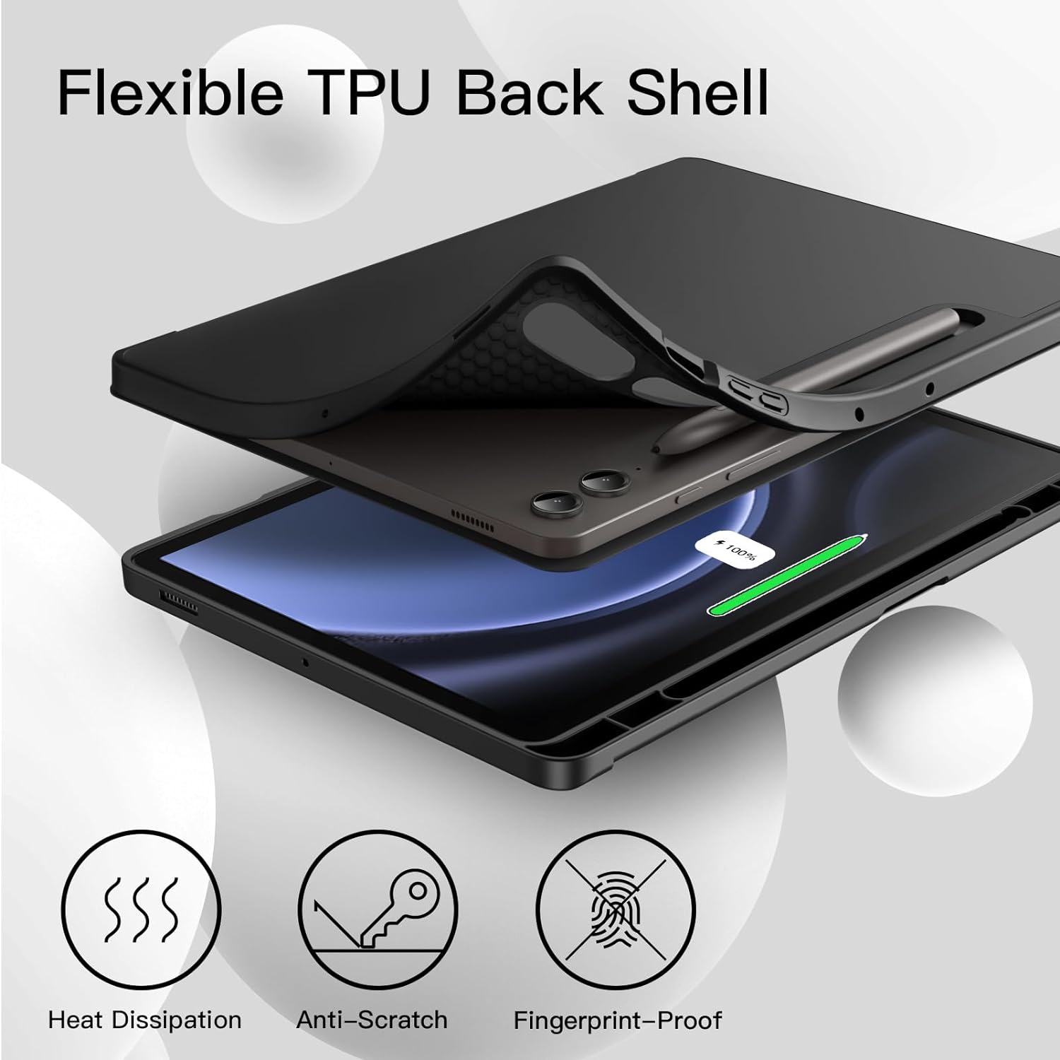 Husa pentru Samsung Galaxy Tab S9 Plus / S9 FE Plus Tab S10 Plus 12.4 inch Soft Shell UltraSlim tip stand functie sleep/wake-up si slot pentru S-Pen negru