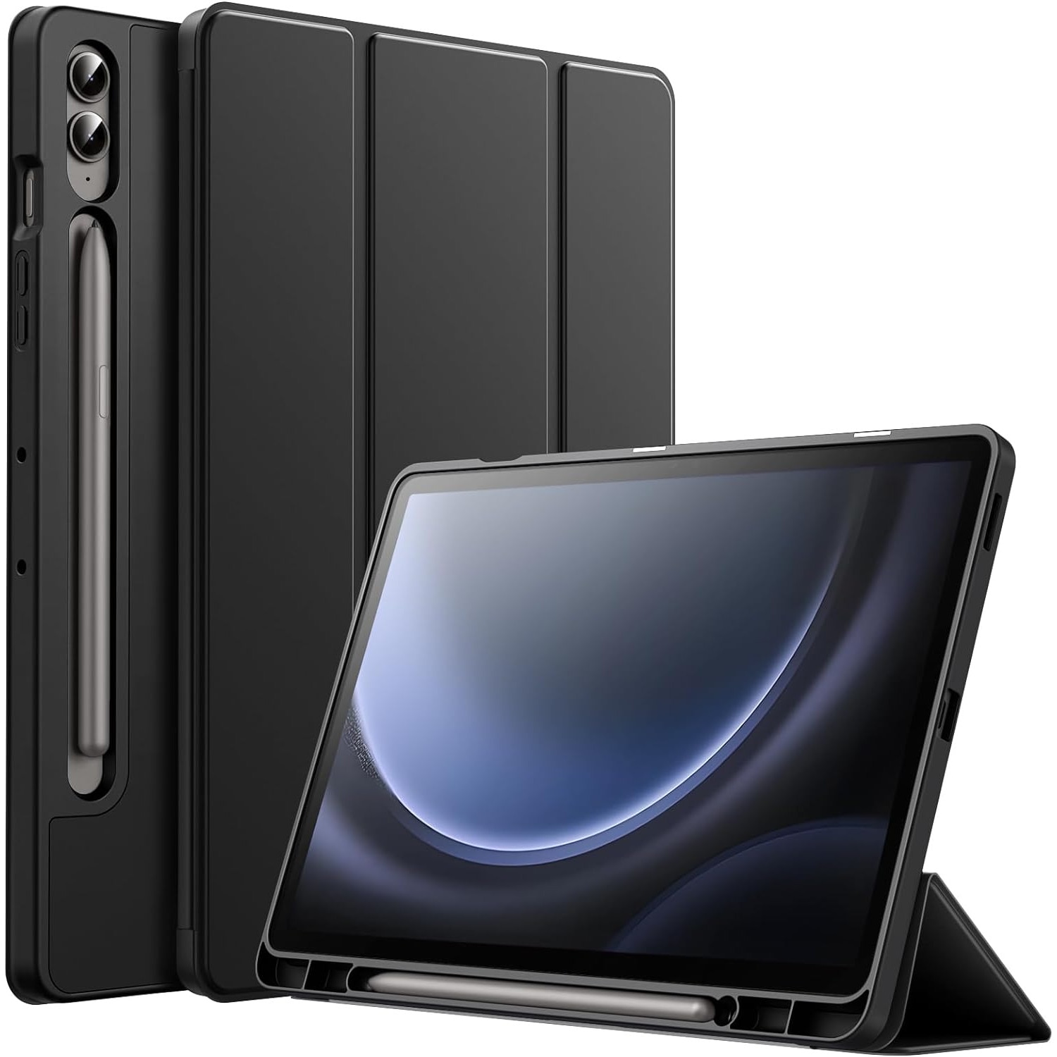 Husa pentru Samsung Galaxy Tab S9 Plus / S9 FE Plus Tab S10 Plus 12.4 inch Soft Shell UltraSlim tip stand functie sleep/wake-up si slot pentru S-Pen negru