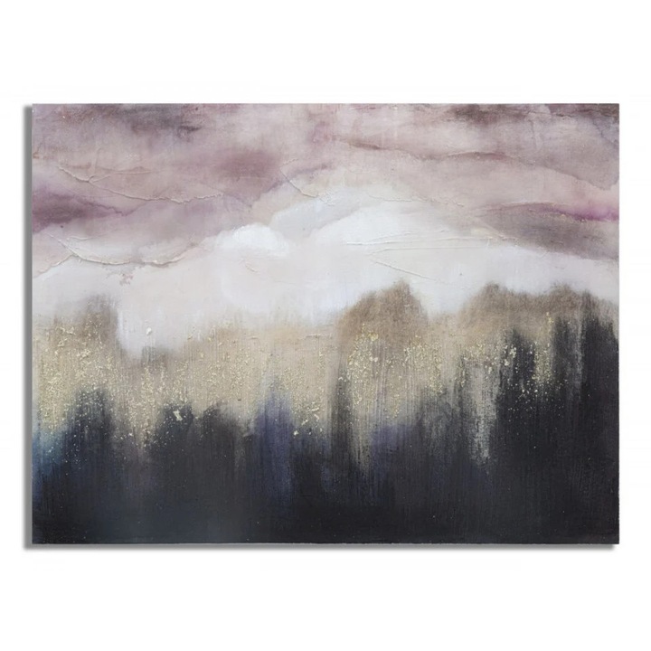 Многоцветна декоративна картина от борово дърво и платно, 80x2, 7x60 см, Pink Mountain Mauro Ferretti
