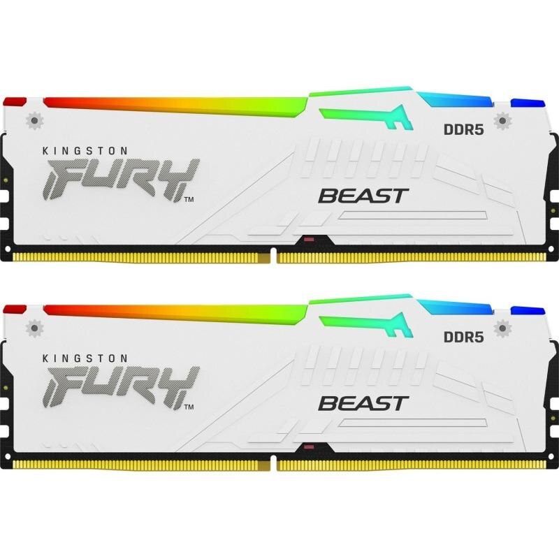 Memorii Kingstone FURY Beast RGB White, 32 GB 2x16GB, DDR5, 6800