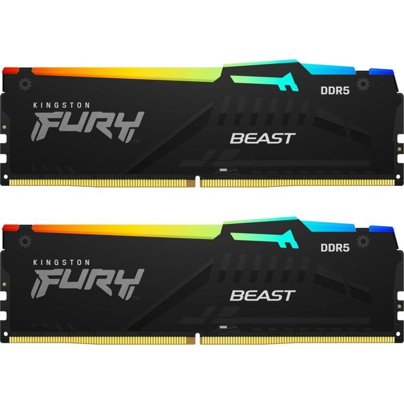 Memorii Kingston FURY Beast RGB, 16 GB 2x8GB, DDR5, DIMM, 6000 MHz
