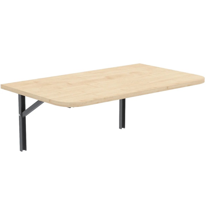 Masa plianta dreptunghiulara de perete cu colturi rotunjite AKKE, Artar, 90x50