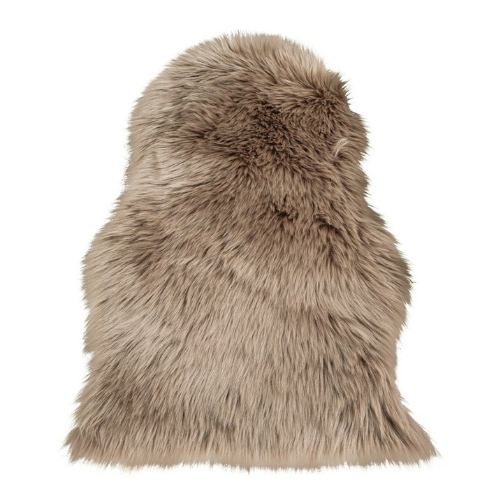 Covor Asimetric Lambskin, Poliester, Maro, 85x50x6,5 cm, Epikasa