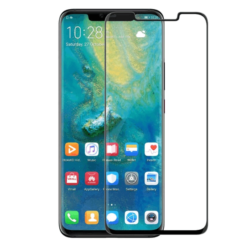 Set de 2 Folii de Protectie pentru Ecran Huawei Mate 20 Pro, Sticla Securizata 9H, HD Transparenta, Margine Neagra, Fara Bule, Anti-Zgarieturi