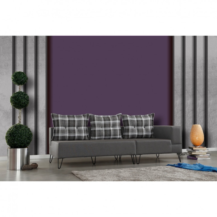 Canapea 3 Locuri Roha Sag, fixa, gri, 220x100cm