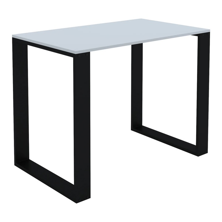 Masa de bucatarie AKKE, 80x40 cm, Gri deschis, masa dining fixa si compacta pentru 2 persoane, design modern minimalist, ideala pentru bucatarii mici, garsoniere sau balcon, blat PAL melaminat rezistent, finisaj elegant