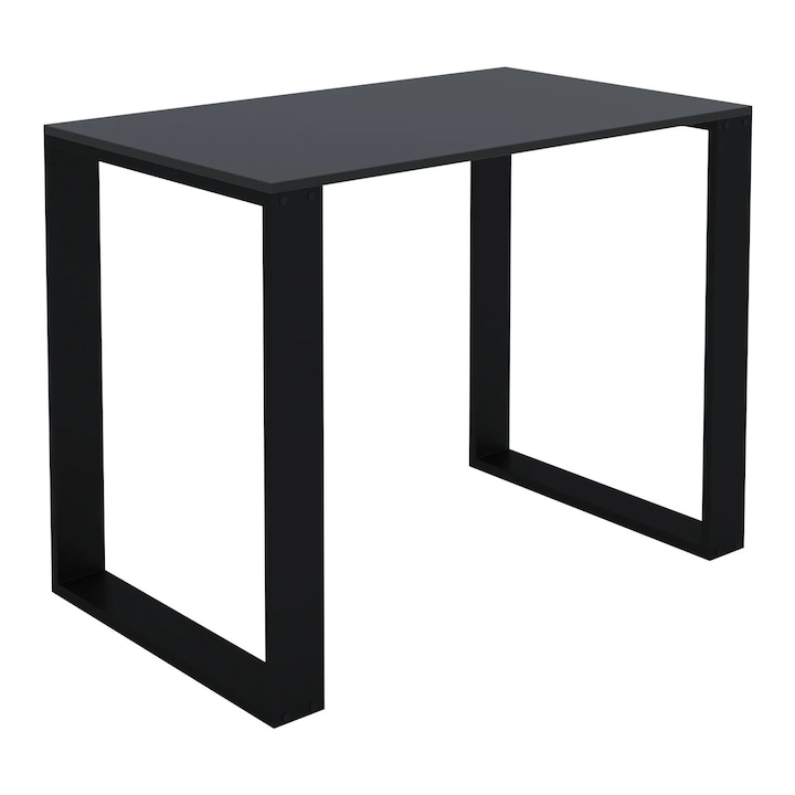 Masa de bucatarie AKKE, 90x60 cm, Grafit inchis, masa dining fixa si compacta pentru 4 persoane, design modern, ideala pentru bucatarii mici, living sau garsoniere, blat din PAL melaminat rezistent, finisaj antracit