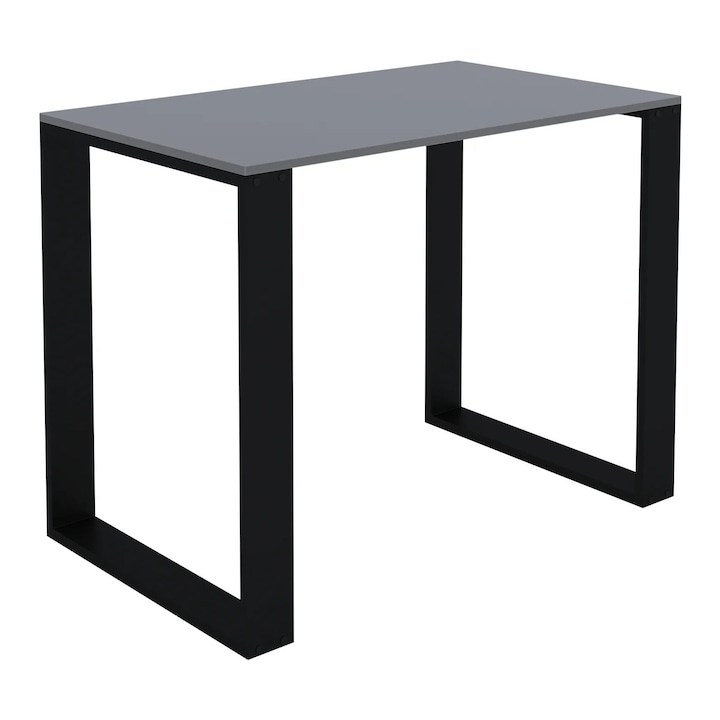 Masa Bucatarie Moderna LOFT Gri Grafit, Blat Laminat 18mm, Picioare Negre 9x1.8cm, Durabila, Usor de Curatat, Design Industrial, Perfecta pentru Dining, Living si Spatii Mici, Asamblare Facila, Stabilitate Garantata
