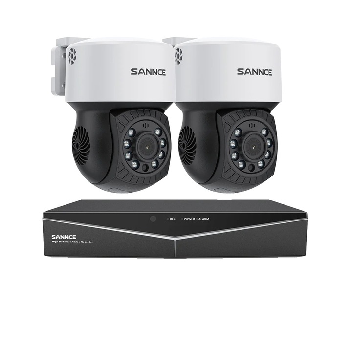 Система за видеонаблюдение, 2 HD 2MP bullet камери, 4 канала, 4TB, нощна 30m, IP65, 255x236x44mm