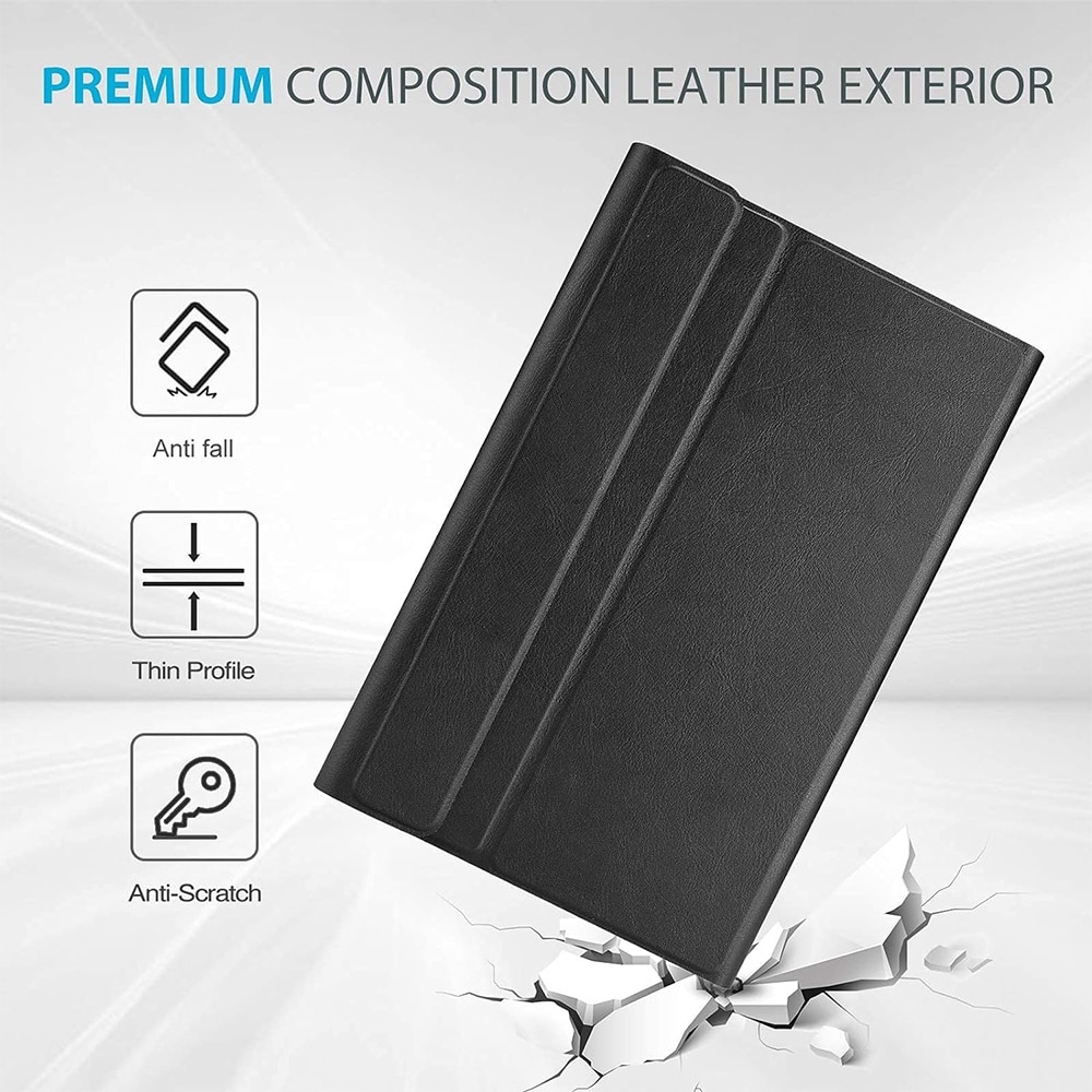 Husa cu tastatura si suport pen pentru Samsung Galaxy Tab S8 Ultra, Protectie fata-spate, Magnetizata, Suprafata mata, Anti-amprenta, Tastatura RGB wireless detasabila, Stand, Anti-soc, Piele vegana, Negru