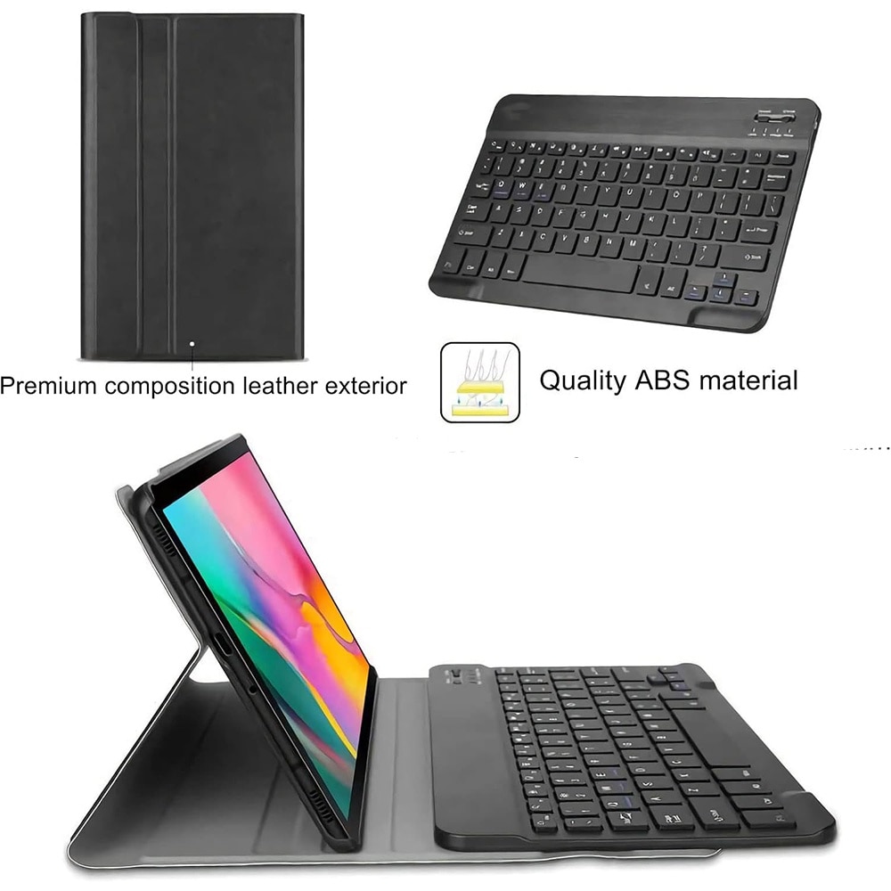 Husa cu tastatura si suport pen pentru Samsung Galaxy Tab S8 Ultra, Protectie fata-spate, Magnetizata, Suprafata mata, Anti-amprenta, Tastatura RGB wireless detasabila, Stand, Anti-soc, Piele vegana, Negru