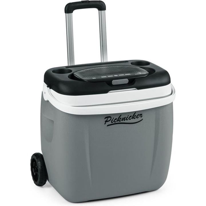 Хладилник, Auna, количка Picknicker Music Cooler, Сив 36l, подвижна BT високоговорител