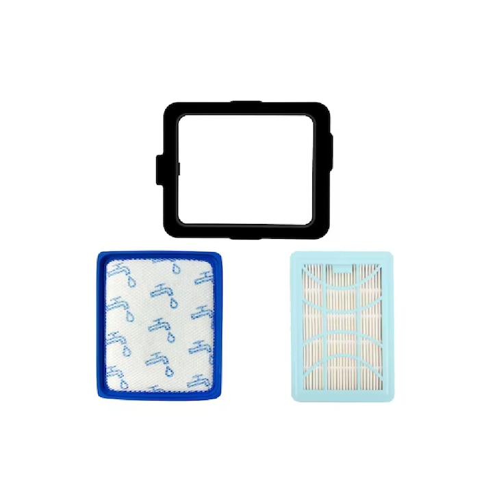 Set 3 piese PAA-home®, 1 rama pentru filtru, 1 filtru exterior si 1 filtru interior compatibil Philips CP0616 CP8003 FC9728 FC9729 FC9730 FC9731 FC9732 FC9733 FC9734 FC9735 FC9741 FC9742 FC9743 FC9744 FC9745 FC9746