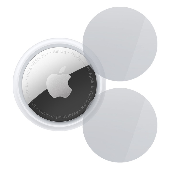 Set 2 folii de protectie compatibila cu Apple AirTag, KeepSafe Clear Silicon, Protectie fiabila, Regenerabila, Rezistenta la utilizare intensa, Anti-zgarieturi, Transparent