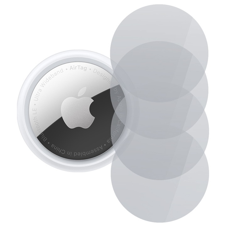 Set 4 folii de protectie compatibila cu Apple AirTag, KeepSafe Clear Silicon, Protectie fiabila, Regenerabila, Rezistenta la utilizare intensa, Anti-zgarieturi, Transparent