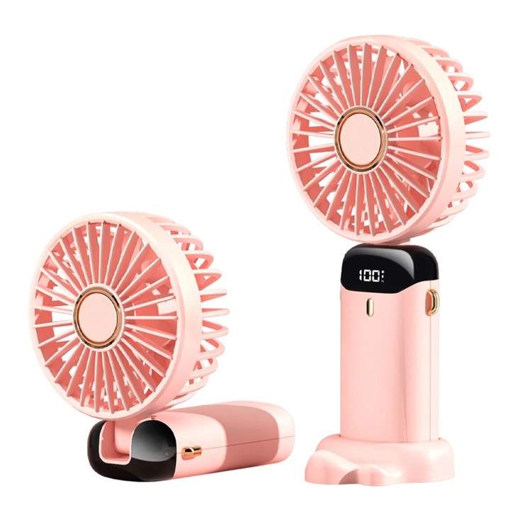 Ventilator Portabil, 1800mAh, Y63, Silicon Flex, Powder Pink