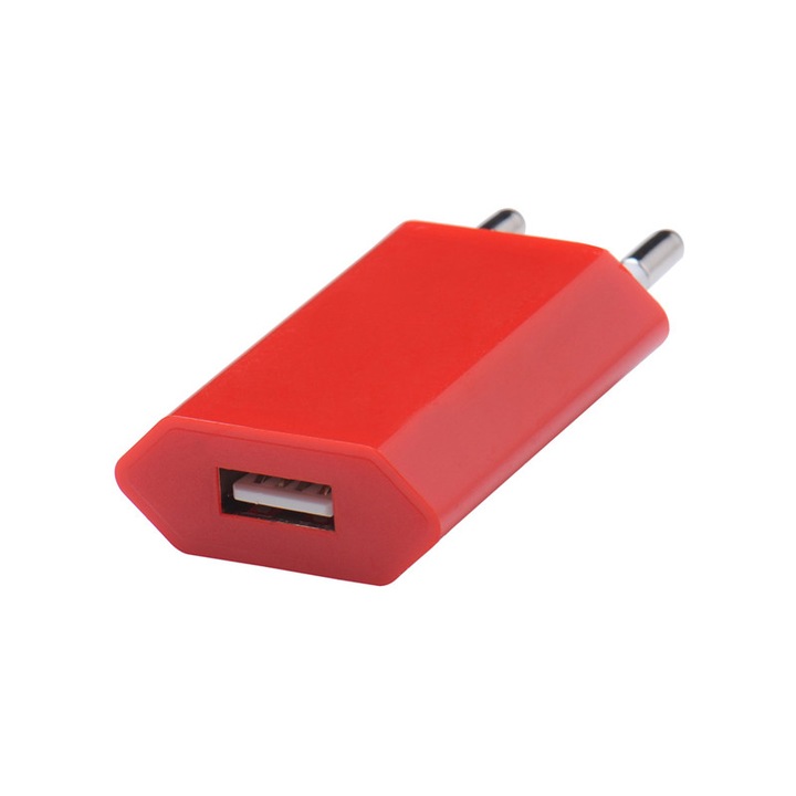 Incarcator Retea Adaptor priza A1400 (Retea) USB 1.0A rosu