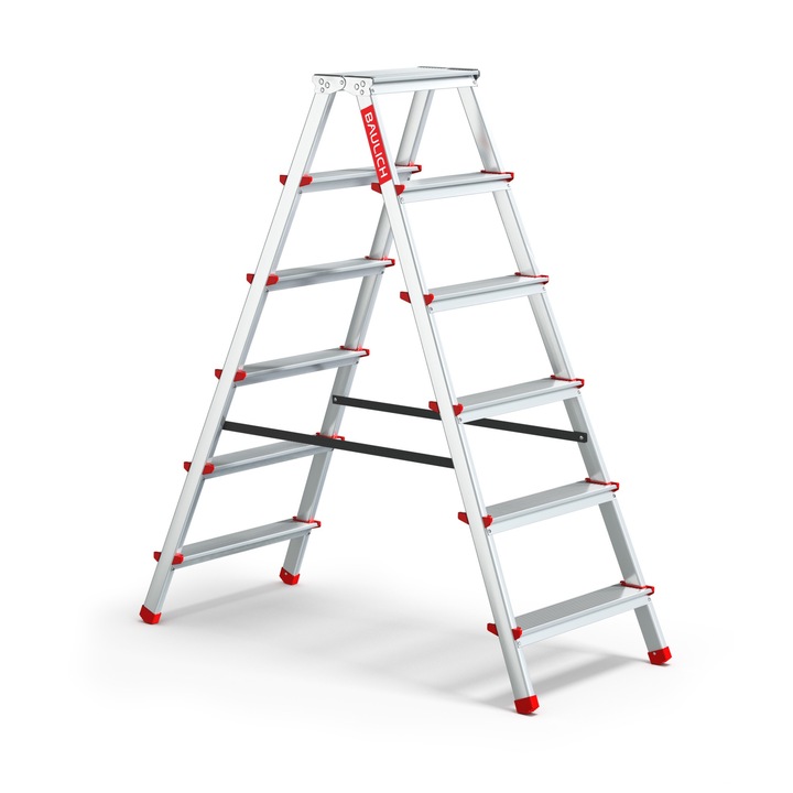 Алуминиева сгъваема стълба, Baulich, Home, 2 секции, 6 стъпала, max 125 кг, 2x6, височина 133 см