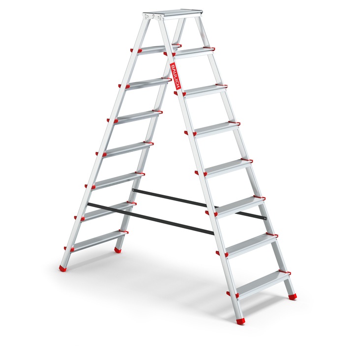 Létra, Baulich, Összecsukható, 178 cm, 2x8 Fok, max 125 kg, Alumínium, Stabil, Kompakt, Ezüst, Háztartási Használatra