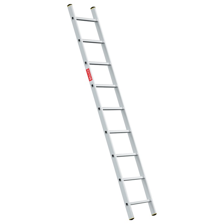 Scara pliabila, Baulich Pro, aluminiu, sprijin stabil, 1 tronson, 9 trepte, inaltime 246 cm, capacitate maxima 150 kg, greutate 3,4 kg, ideala pentru renovari, vopsit si montaj