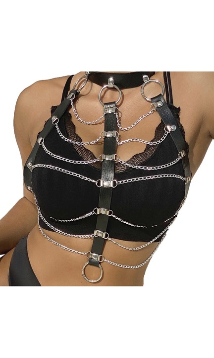 Ham piept cu lanturi Subblime Fetish, One Size, piele