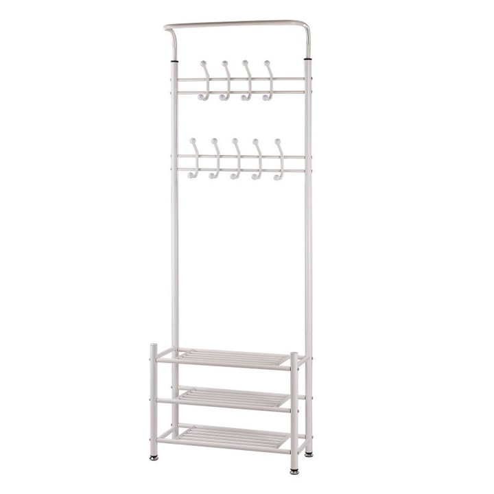 Cuier haine cu suporti pantofi, Alb, BITUXX